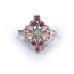 Forever Diamonds Natural Ruby Clusters Ring 14kt Rose Gold