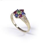 Natural Sapphire Ruby and Emerald Cluster Diamond Ring