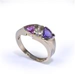 Natural Amethyst and Pink Sapphire Ring in 14kt Gold