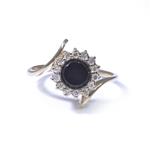 Forever Diamonds Halo Style Diamond and Onyx Ring in 14kt Gold 
