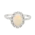 Opal Diamond Halo Ring in 14kt White Gold