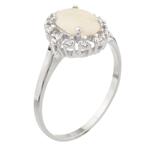 Opal Diamond Halo Ring in 14kt White Gold