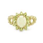 Opal in Peridot Halo Ring in 14kt Gold