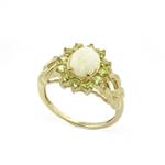 Opal in Peridot Halo Ring in 14kt Gold