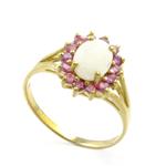 Opal Ruby Halo Ring in 14kt Gold