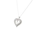 Open Diamond Heart Pendant in 14kt White Gold