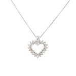 Open Heart Diamond Pendant in 10kt White Gold