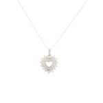 Open Heart Diamond Pendant in 14kt White Gold