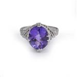 Forever Diamonds Antique Amethyst Ring in 14kt White Gold 