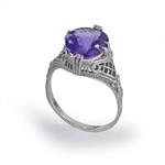 Antique Amethyst Ring in 14kt White Gold 