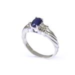 Blue Sapphire Accent Diamond Ring in 14kt White Gold