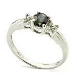 Oval Cut Blue Sapphire Accent Diamond Ring in 14kt White Gold