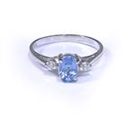 Forever Diamonds Blue Topaz Accent Diamond Ring in 14kt White Gold