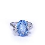 London Blue Topaz Ring in 14kt White Gold