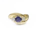 Forever Diamonds Blue Sapphire Diamond Ring in 14kt Gold 