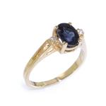 Oval Cut Sapphire Accent Diamond Ring in 14kt Gold