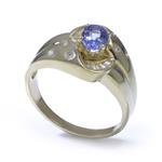 Oval Cut Tanzanite Diamond 0.55ct TDW. 14kt Gold Ring