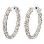 Oval Diamond In and Out Hoop Earrings in 14kt White Gold