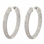 Oval Diamond In and Out Hoop Earrings in 14kt White Gold