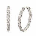 Oval Diamond In and Out Hoop Earrings in 14kt White Gold