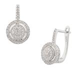 Pave Diamond Drop Earrings in 14kt White Gold