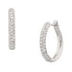 Pave Round Diamond Hoop Earrings in 14kt White Gold