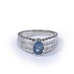 Natural London Blue Topaz Diamond Ring in 14kt White Gold