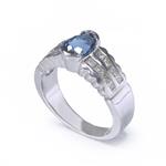 Forever Diamonds Natural London Blue Topaz Diamond Ring in 14kt White Gold