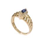 Blue Sapphire Diamond Halo Ring in 14kt Gold
