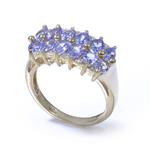 Pear Shape Tanzanite Horizontal Bar 14kt Gold Ring