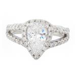 Pear Shaped Vintage Diamond Engagement Ring in 14kt White Gold