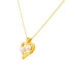 Pearl Diamond Heart Pendant in 14kt Gold