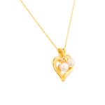 Pearl Diamond Heart Pendant in 14kt Gold