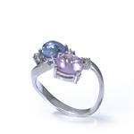 Forever Diamonds Cabochon Gemstone Ring in 18kt White Gold 