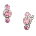 Pink and White Sapphire Earrings in Sterling Silver