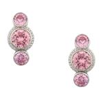 Pink and White Sapphire Earrings in Sterling Silver