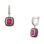 Pink Colored Stone Drop Earrings in Sterling Silver