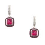 Pink Colored Stone Drop Earrings in Sterling Silver