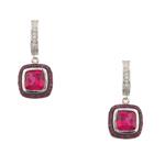 Forever Diamonds Pink Colored Stone Drop Earrings in Sterling Silver