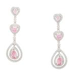 Forever Diamonds Pink Colored Stone Drop Earrings in Sterling Silver