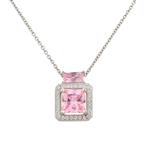 Forever Diamonds Pink  Colored Stone Pendant in Sterling Silver
