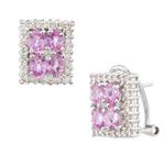 Pink Sapphire Diamond Earrings in 14kt White Gold