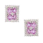 Pink Sapphire Diamond Earrings in 14kt White Gold