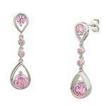 Pink Sapphire Drop Earrings in Sterling Silver