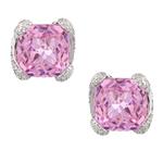 Forever Diamonds Pink Topaz DIamond Earrings in 18kt White Gold