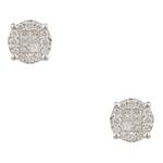 Princess Cut Diamond Cluster Earrings in 14kt White Gold