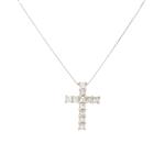 Forever Diamonds Princess Cut Diamond Cross in 14kt White Gold 