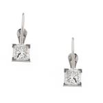 Princess Cut Diamond Earrings in 14kt White Gold