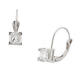 Princess Cut Diamond Earrings in 14kt White Gold
