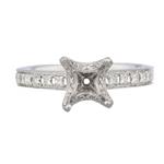 Princess Cut Diamond Engagement Ring Setting in 18kt White Gold